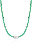 The Lovery Fine Jewelry Green Onyx Bead Pearl Necklace