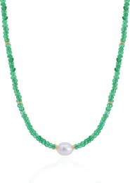 The Lovery Fine Jewelry Green Onyx Bead Pearl Necklace