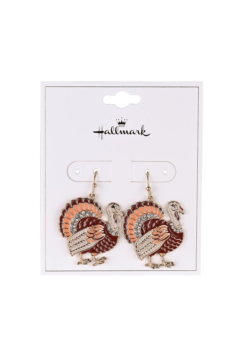 Enamel Turkey Earrings, Alternate, color, Orange