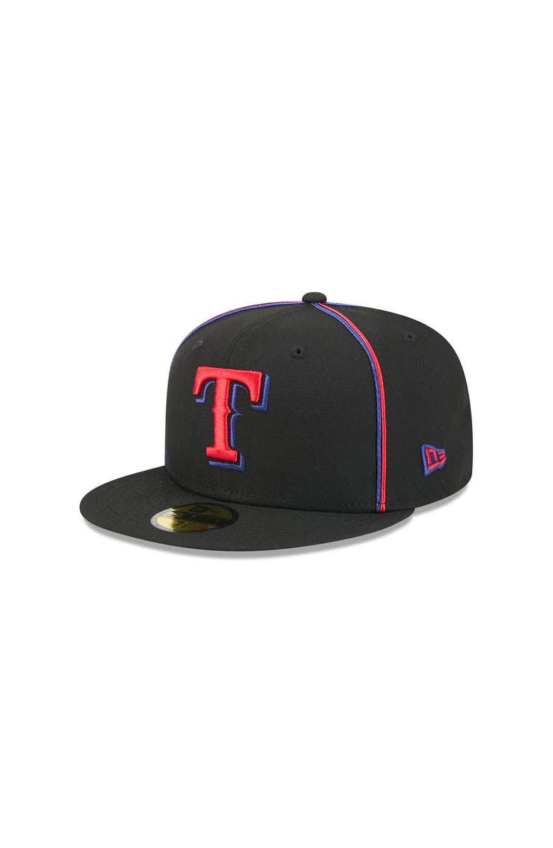 New Era Men's New Era Black Texas Rangers Soutache 59FIFTY Fitted Hat, Main, color, Black