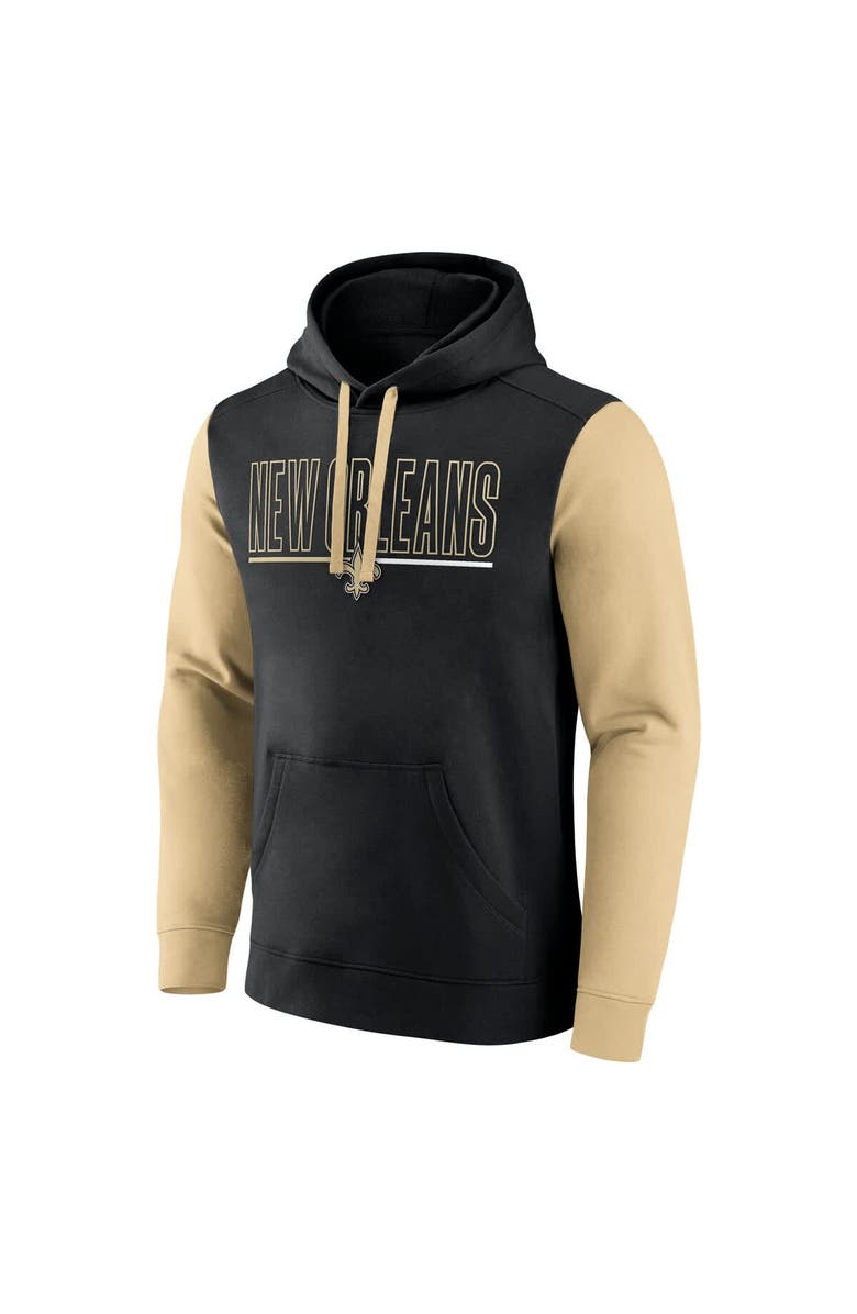 FANATICS Men's Fanatics Black/Gold New Orleans Saints Outline Pullover Hoodie, Alternate, color, Black