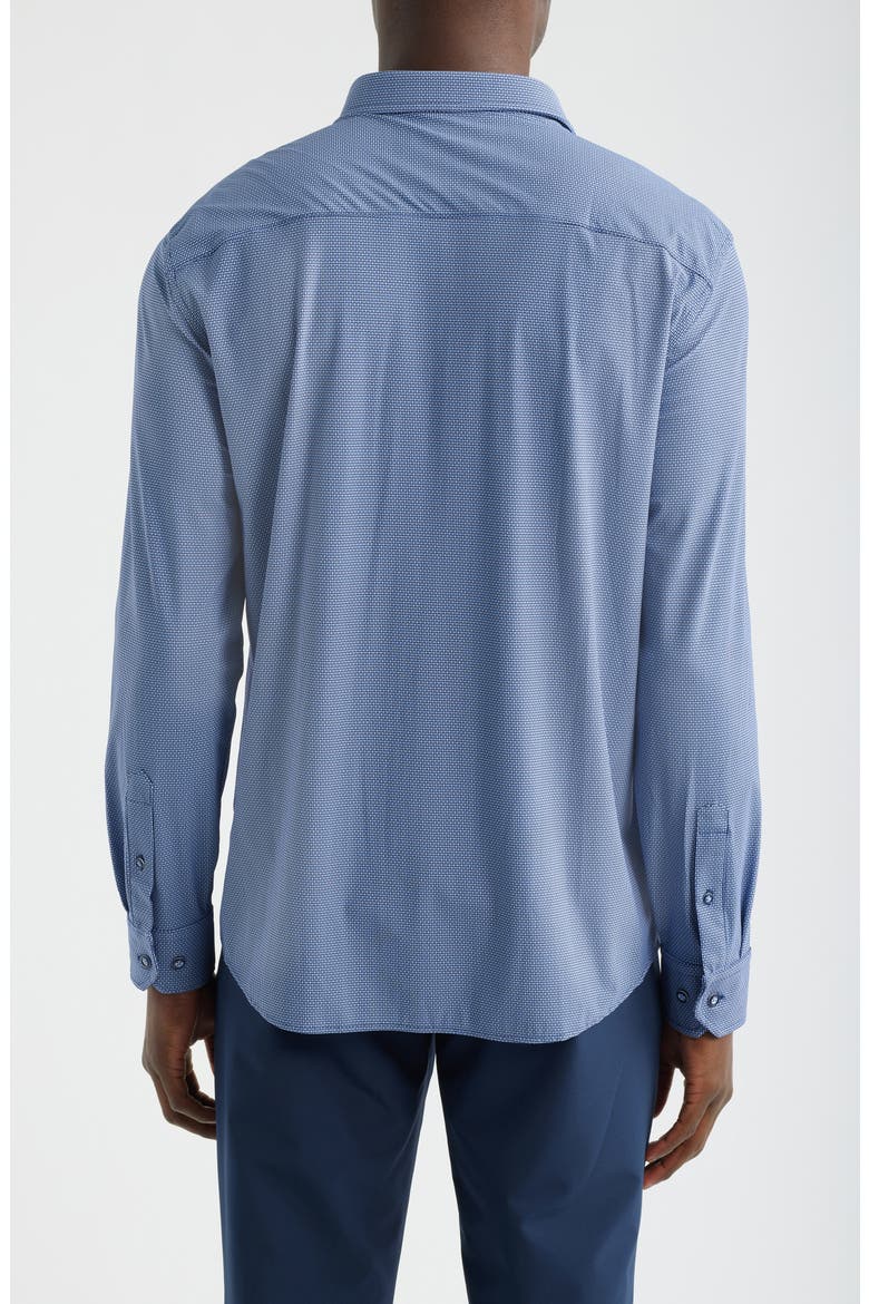 XC+™ Motion Micropattern Knit Button-Up Shirt, Alternate, color, NAVY BASKETWEAVE