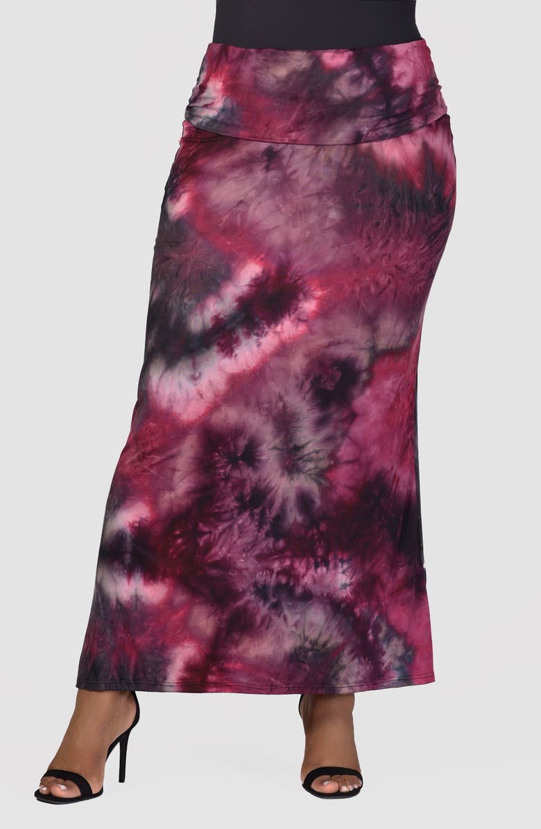 24seven Comfort Apparel Tie Dye Foldover Maxi Skirt, Main, color, 