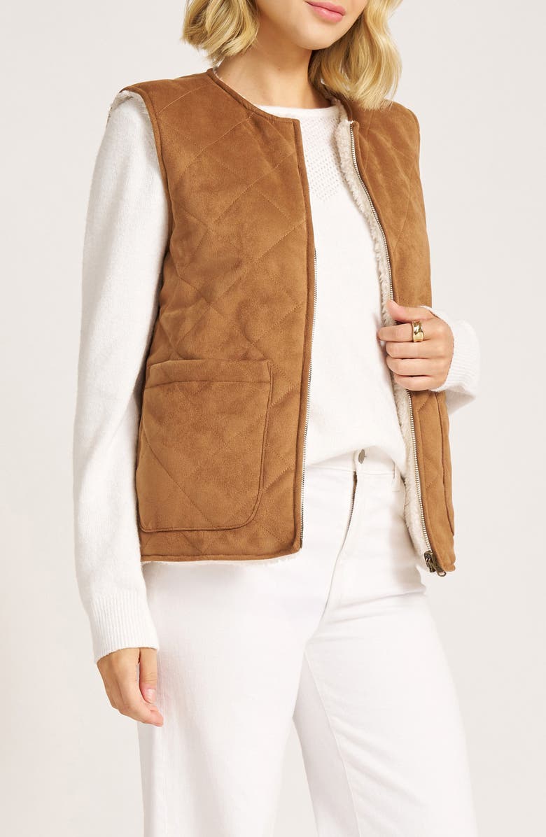 matty m. Shea Faux Shearling Vest, Alternate, color, Camel