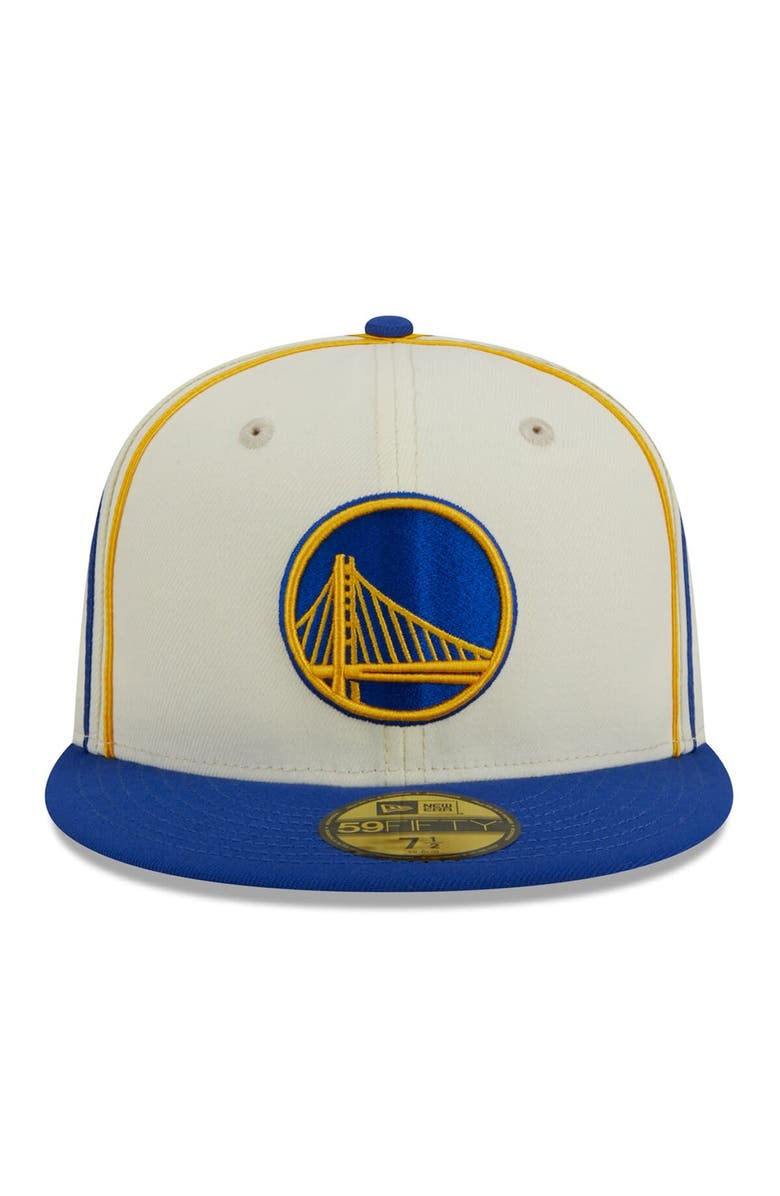 New Era Men's New Era Cream/Royal Golden State Warriors Piping 2-Tone 59FIFTY Fitted Hat, Alternate, color, Cream