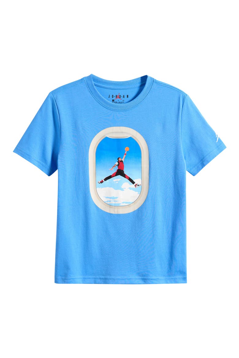 Kids' Air Jordan Plane Window Graphic Cotton Blend T-Shirt, Main, color, UNIVERSITY BLUE