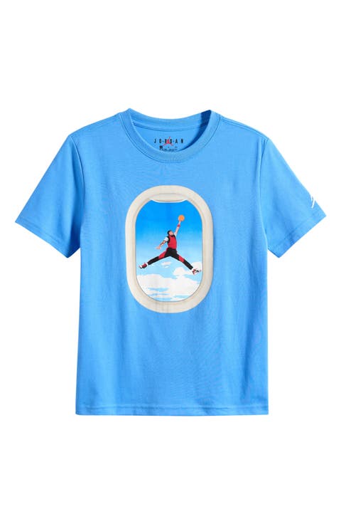 Kids' Air Jordan Plane Window Graphic Cotton Blend T-Shirt (Big Kid)
