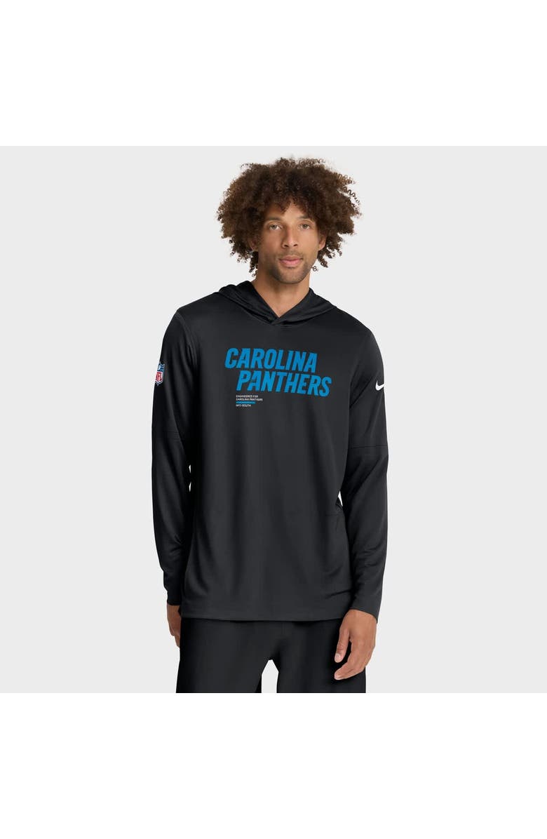 Nike Men's Nike Black Carolina Panthers Sideline Pure Fury Dri-FIT Long Sleeve Hoodie T-Shirt, Main, color, Black