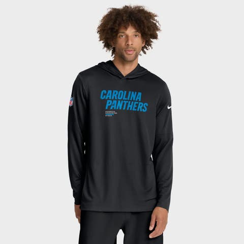 Men's Nike Black Carolina Panthers Sideline Pure Fury Dri-FIT Long Sleeve Hoodie T-Shirt