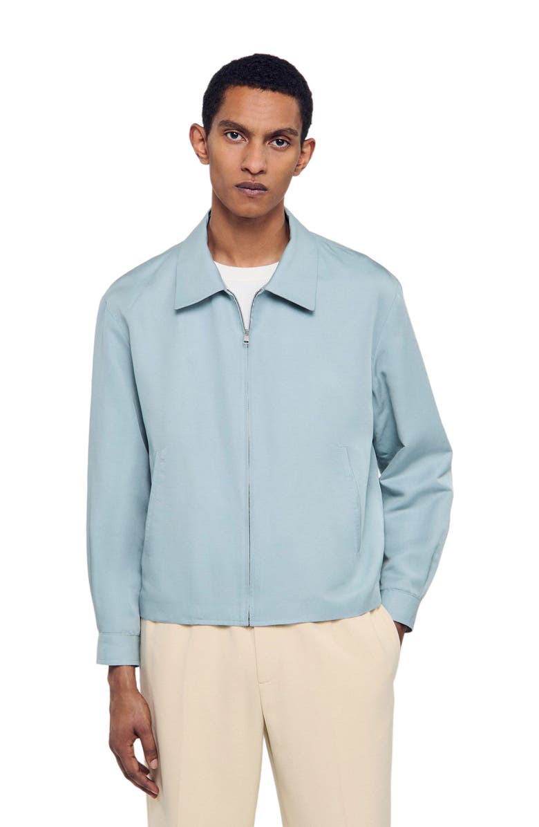 SANDRO Zip-up jacket, Main, color, Chambray