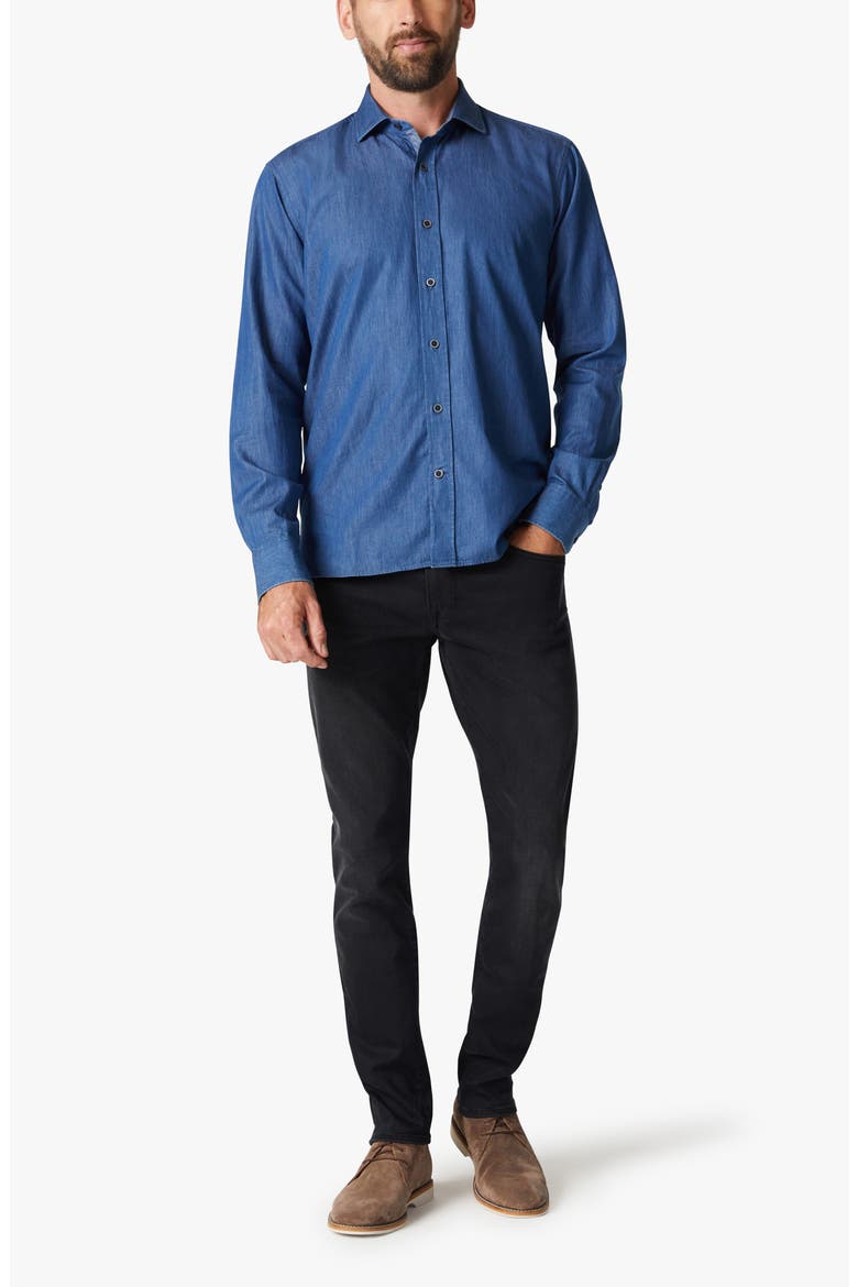 Denim Button-Up Shirt, Alternate, color, RINSE DENIM