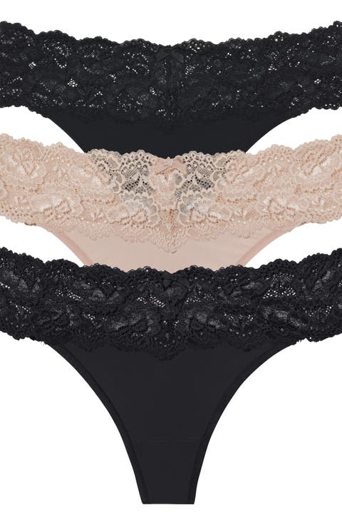 Goddess Lace Trim Thong 3-Pack