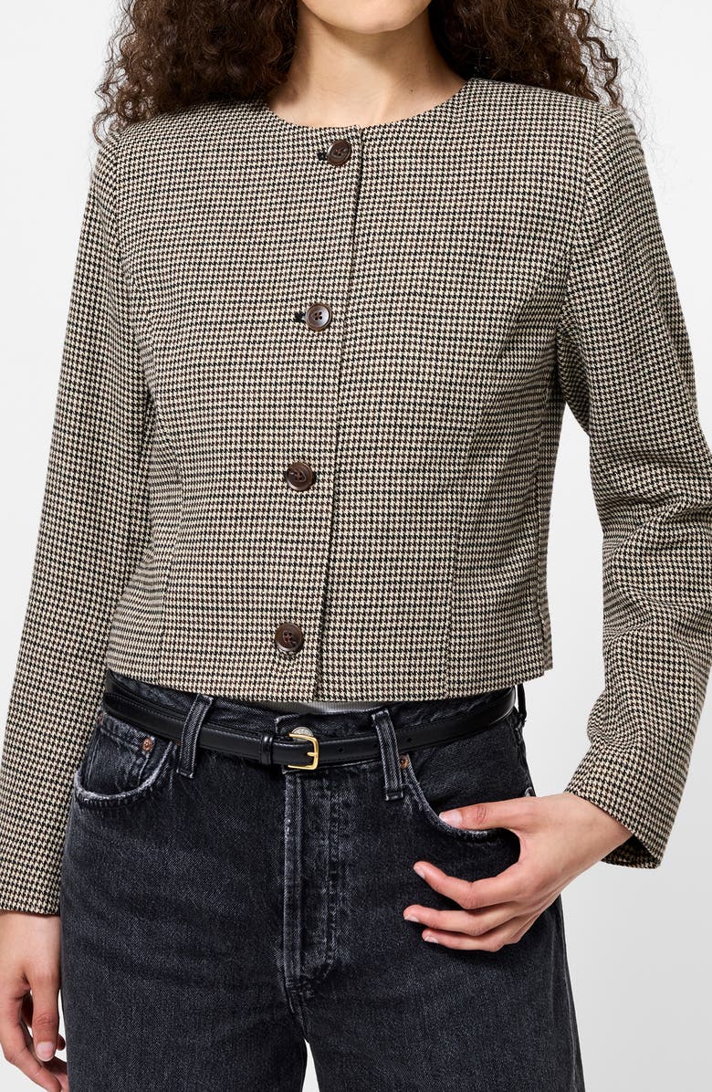 French Connection Houndstooth Check Jacket, Alternate, color, Brown Multi