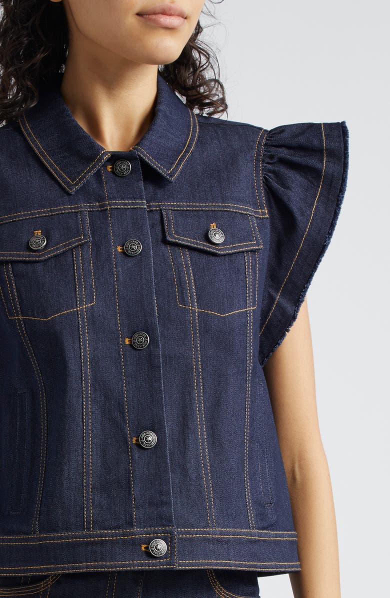 Cinq à Sept Adley Flutter Sleeve Denim Shirt, Alternate, color,