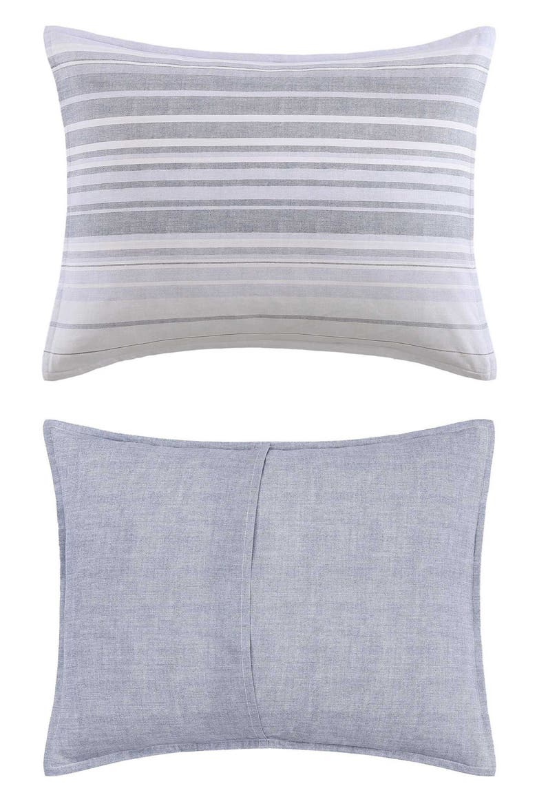Bold Stripe Texture Cotton Percale Duvet Cover & Shams Set, Alternate, color, LIGHT / MEDIUM GREY