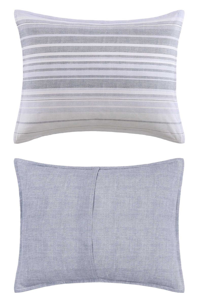 Tommy Hilfiger Bold Stripe Texture Cotton Percale Duvet Cover & Shams Set, Alternate, color, Light / Medium Grey