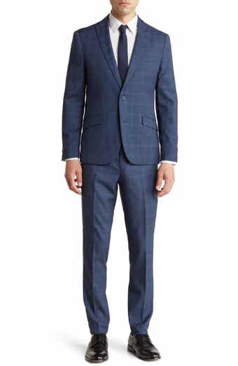 SAVILE ROW CO Plaid Peak Lapel Suit