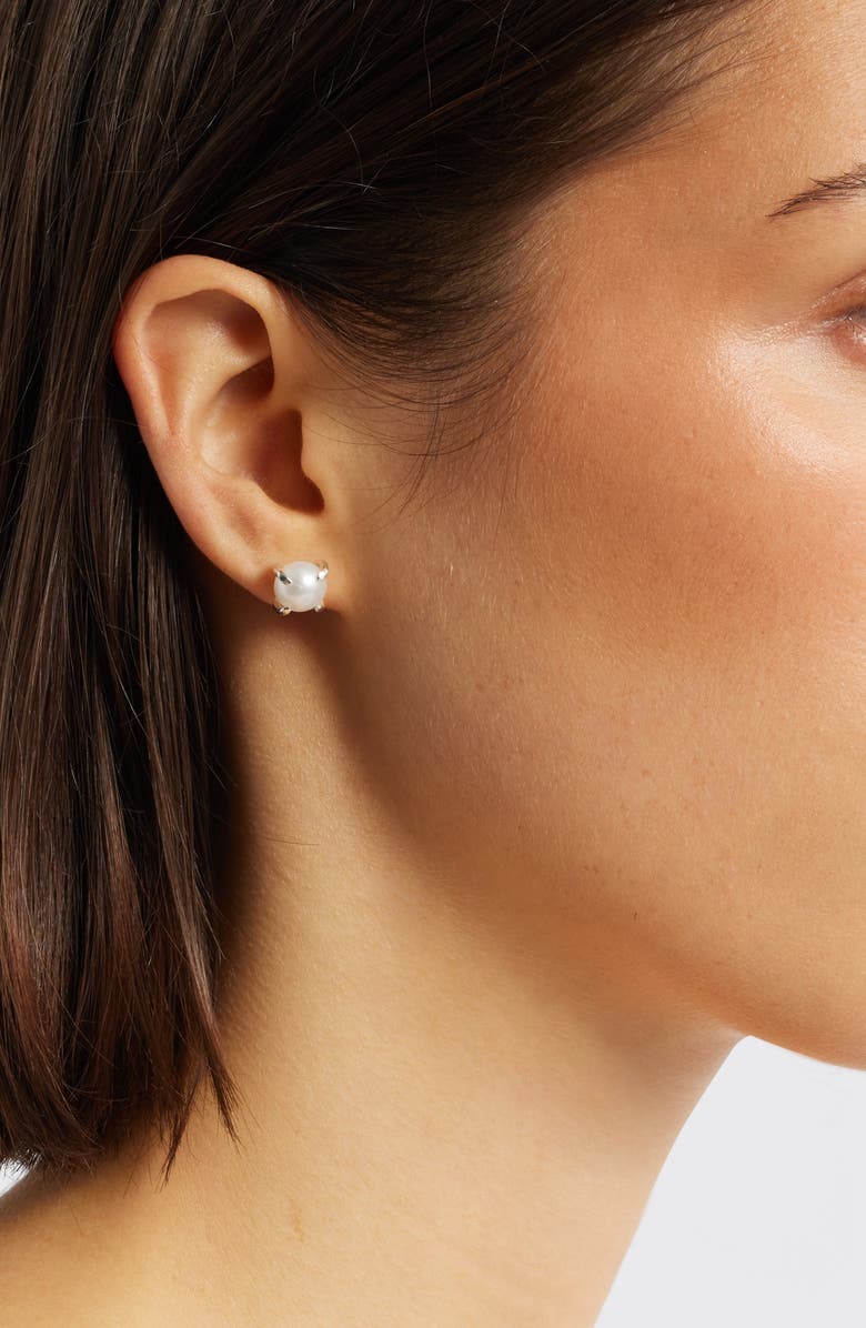 Nashelle Cultured Pearl Stud Earrings, Alternate, color, Sterling Silver