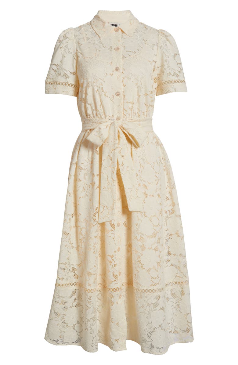 Anne Klein Lace Tie Waist Shirtdress, Alternate, color, 