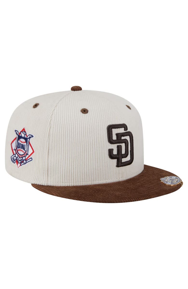 New Era Men's New Era Cream/Brown San Diego Padres Two-Tone Corduroy 59FIFTY Fitted Hat, Alternate, color, Cream
