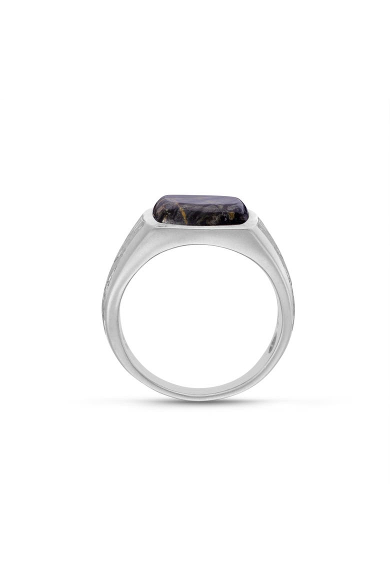 Grey Picture Jasper Sterling Silver Men Signet Ring, Alternate, color, Silver