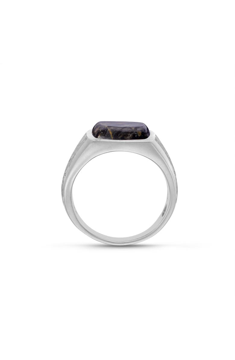 LuvMyJewelry Grey Picture Jasper Sterling Silver Men Signet Ring, Alternate, color, Silver