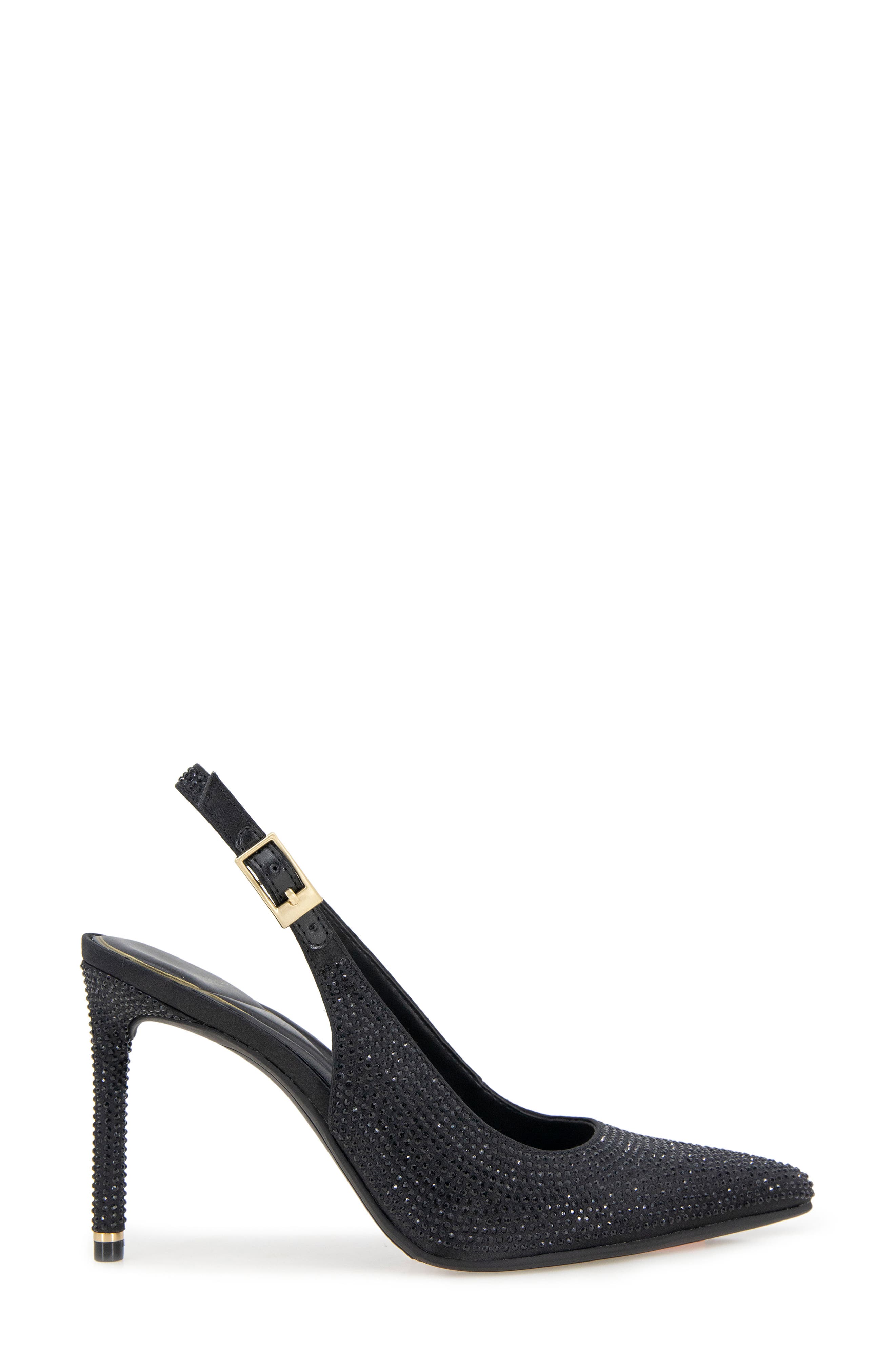 Kenneth Cole Quinnly Crystal Slingback Pointed Toe Pump, Alternate, color, Black Satin