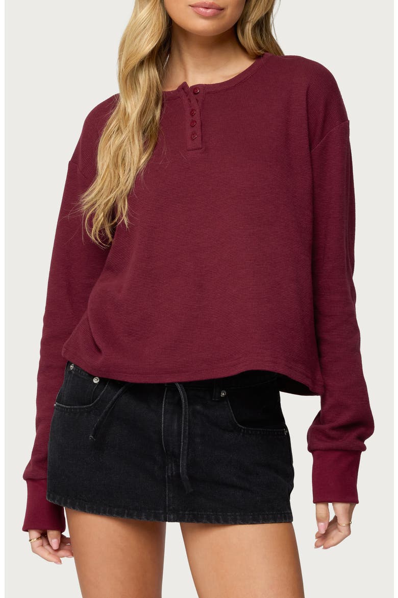 Deni Henley Shirt, Main, color, BURGUNDY