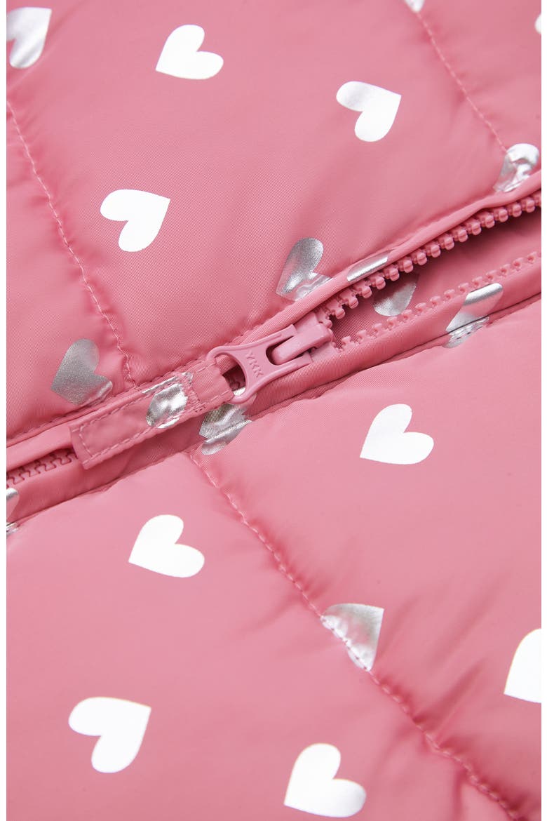 Soft Fleece Lined Bunny Puffer Jacket, Alternate, color, Pink Coral/Heart Foil Print