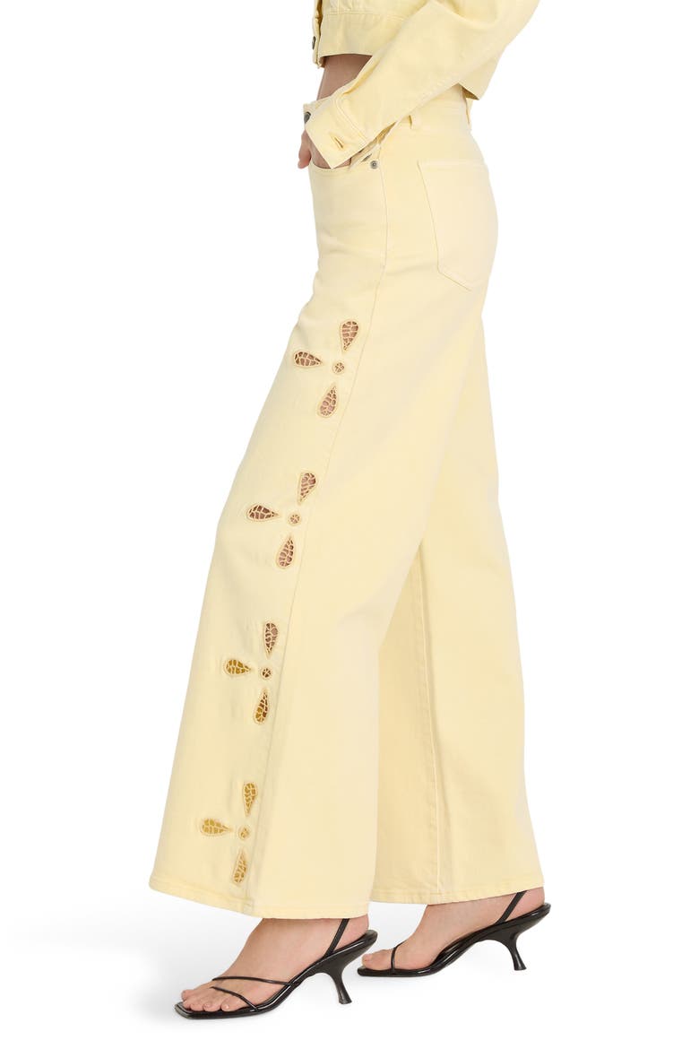 Good Waist Embroidered Palazzo Jeans, Alternate, color, ANISE YELLOW