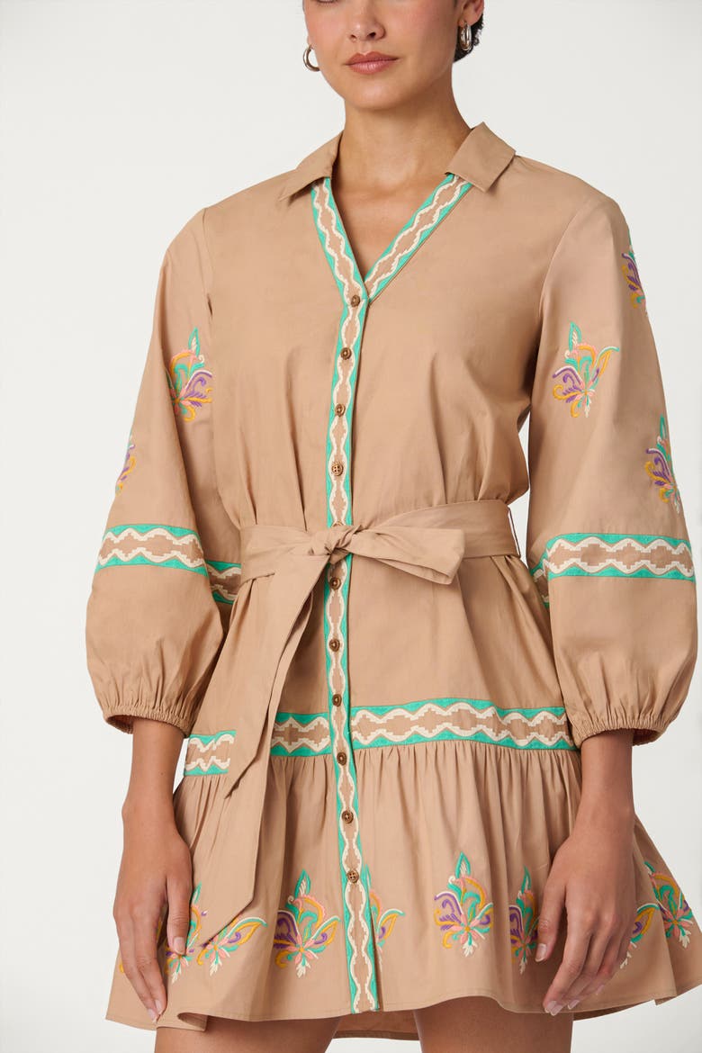 Camden Embroidery Ellery Dress, Alternate, color, Khaki