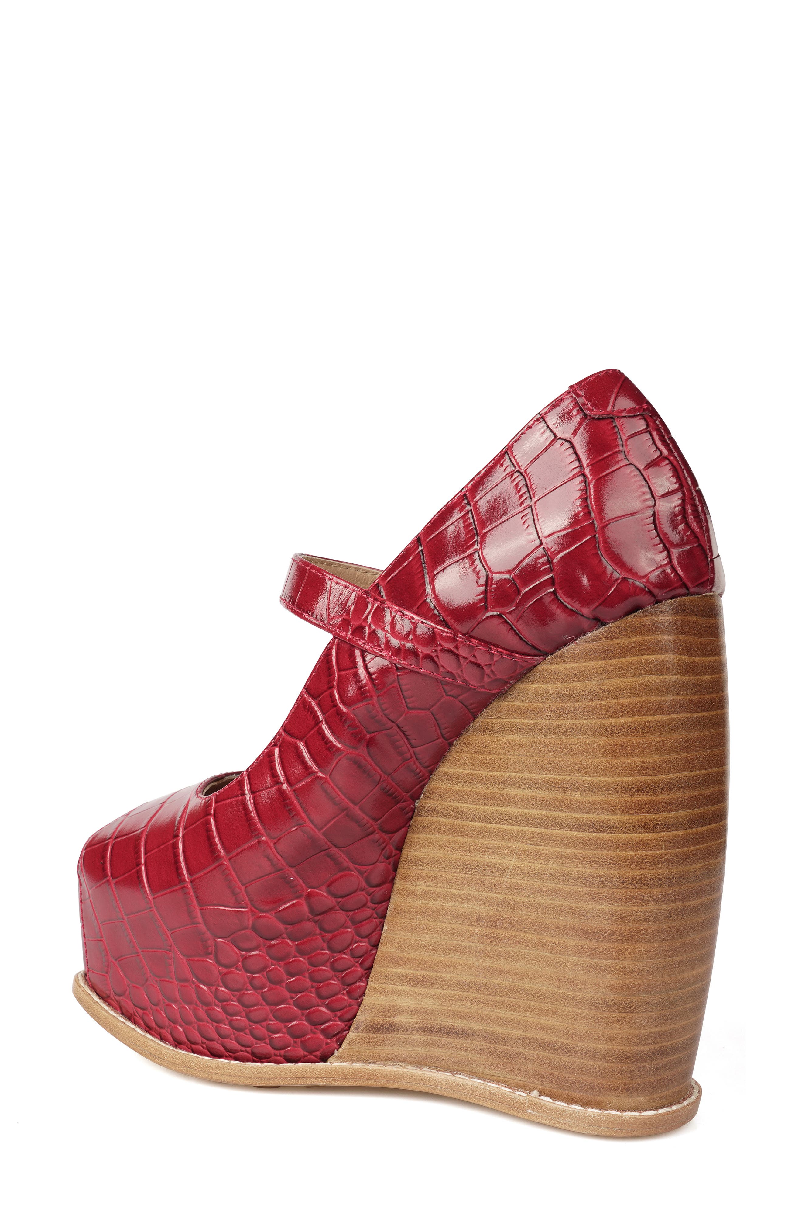 ZIGI Philipah Peep Toe Platform Wedge Sandal, Alternate, color, Red Croc L