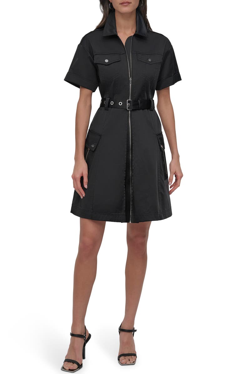 DKNY Front Zip Shirtdress, Main, color, 