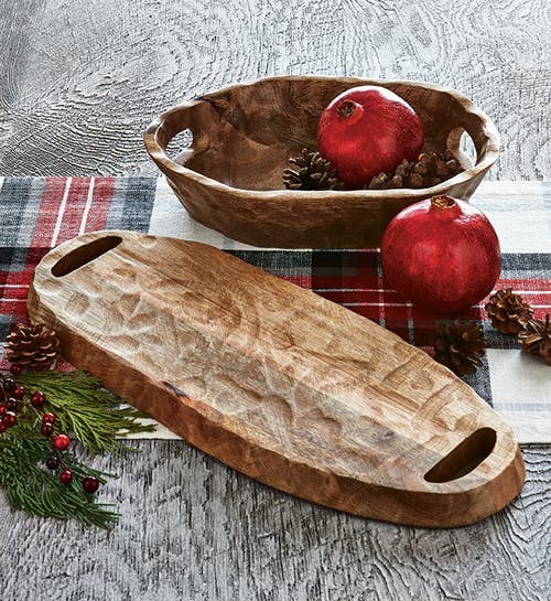 Tag Organic Oval Open Handle Serving Bowl In Neutral