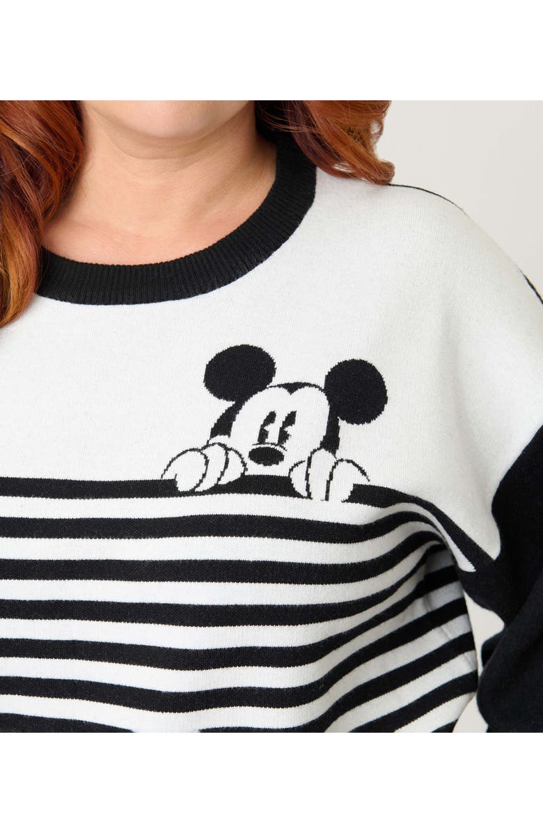 Unique Vintage Plus Size Long Sleeve Sweater, Alternate, color, Black & White Stripes