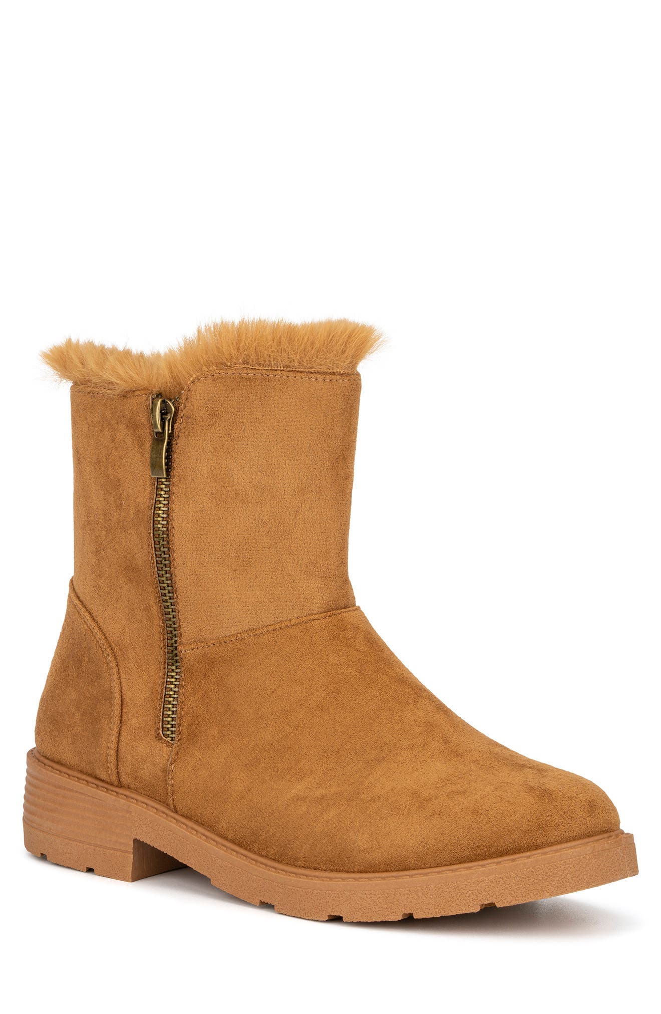 Rosemary Faux Fur Lined Ankle Boot, Main, color, COGNAC