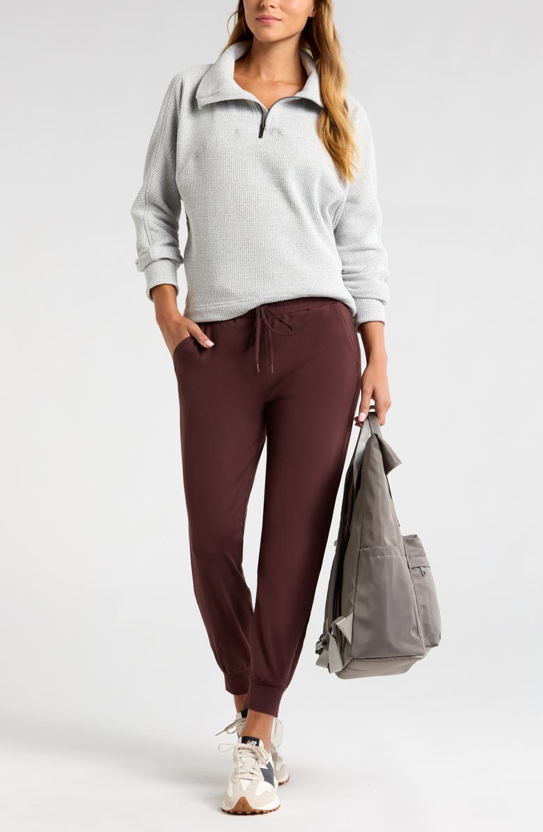 Zella Half Zip Waffle Stitch Sweatshirt, Alternate, color, Grey Marl