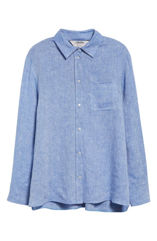 Max Mara Elise Linen Button-up Shirt In Blue Jeans