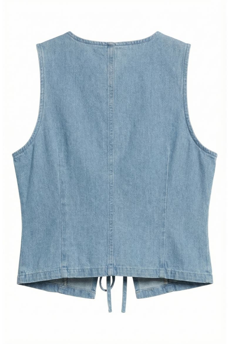 Sleeveless Denim Vest Top with Tie Front Closure, Alternate, color, Light Blue