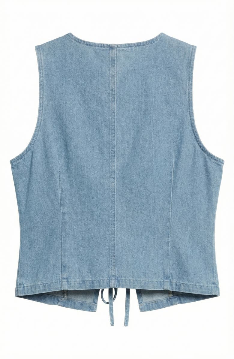 Modenaire Sleeveless Denim Vest Top with Tie Front Closure, Alternate, color, Light Blue