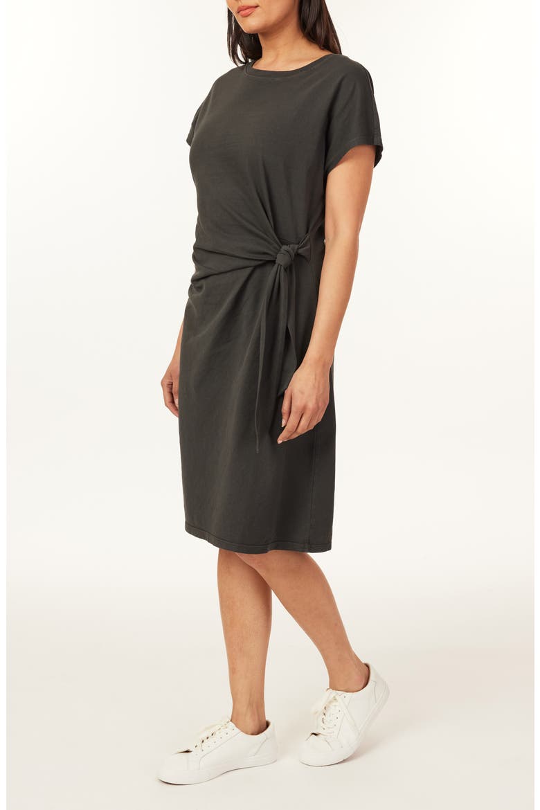 Oakley Side Tie T-Shirt Dress, Alternate, color, BLACK SAND
