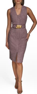Donna Karan New York Sleeveless Belted Sheath Dress