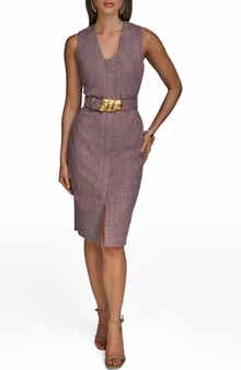 Donna Karan New York Sleeveless Belted Sheath Dress