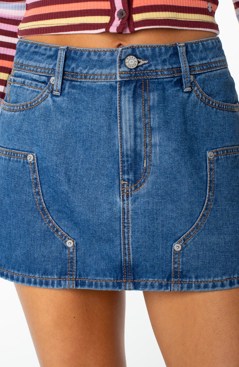Roxy Reel Life Denim MIniskirt, Alternate, color, 