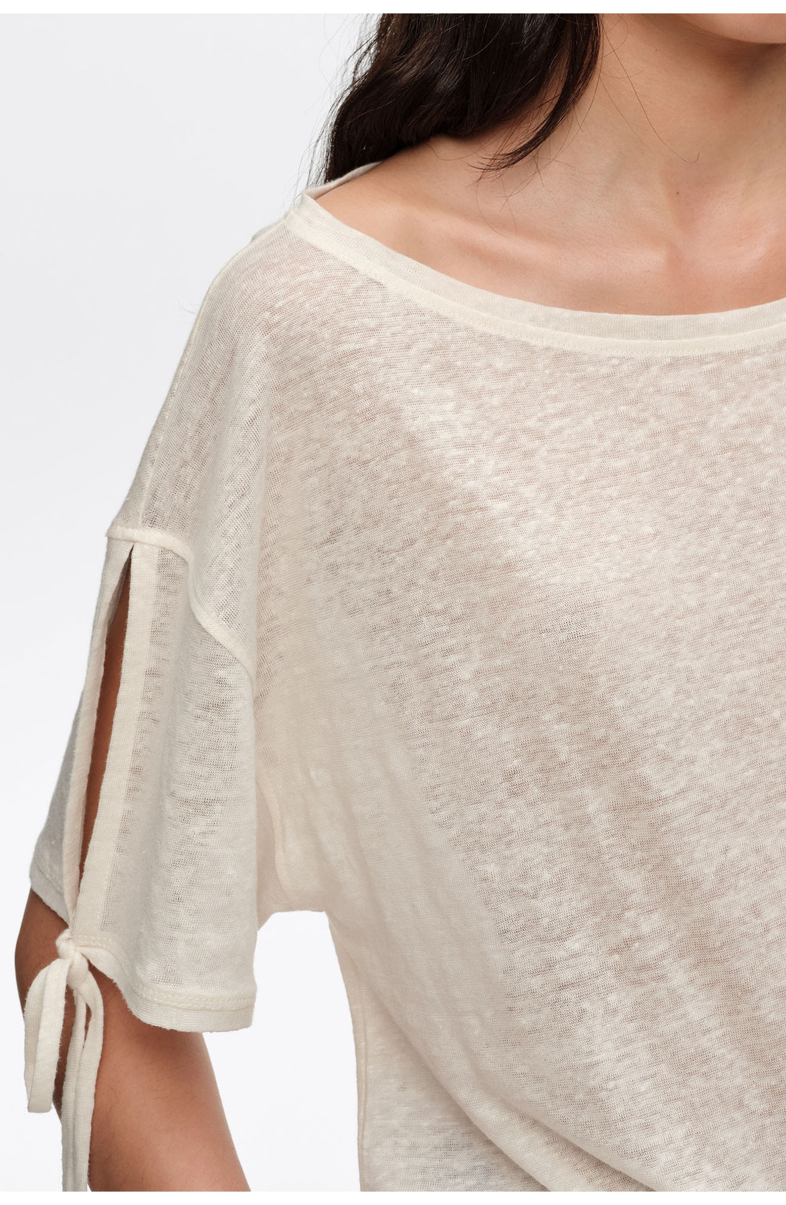 Linen T-Shirt With Adjustable Waist - image 2