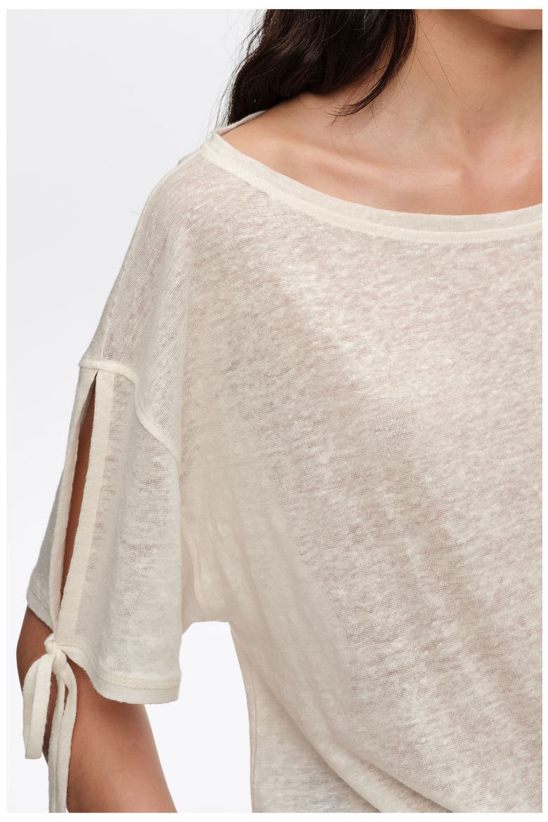Linen T-Shirt With Adjustable Waist, Alternate, color, IVORY