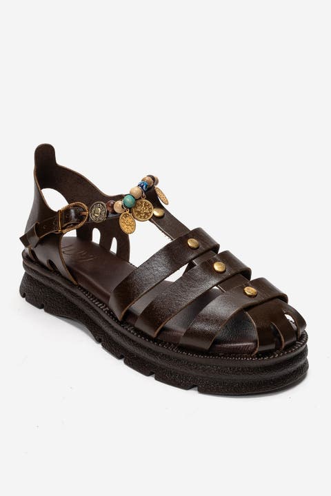 Solis Leather Beaded Sandal