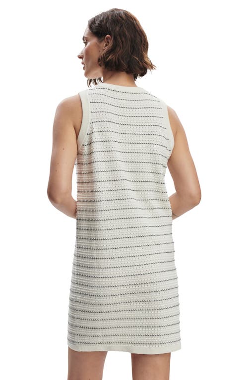 Varley Mindy Mixed Stitch Stripe Sleeveless Cotton Sweater Minidress In White