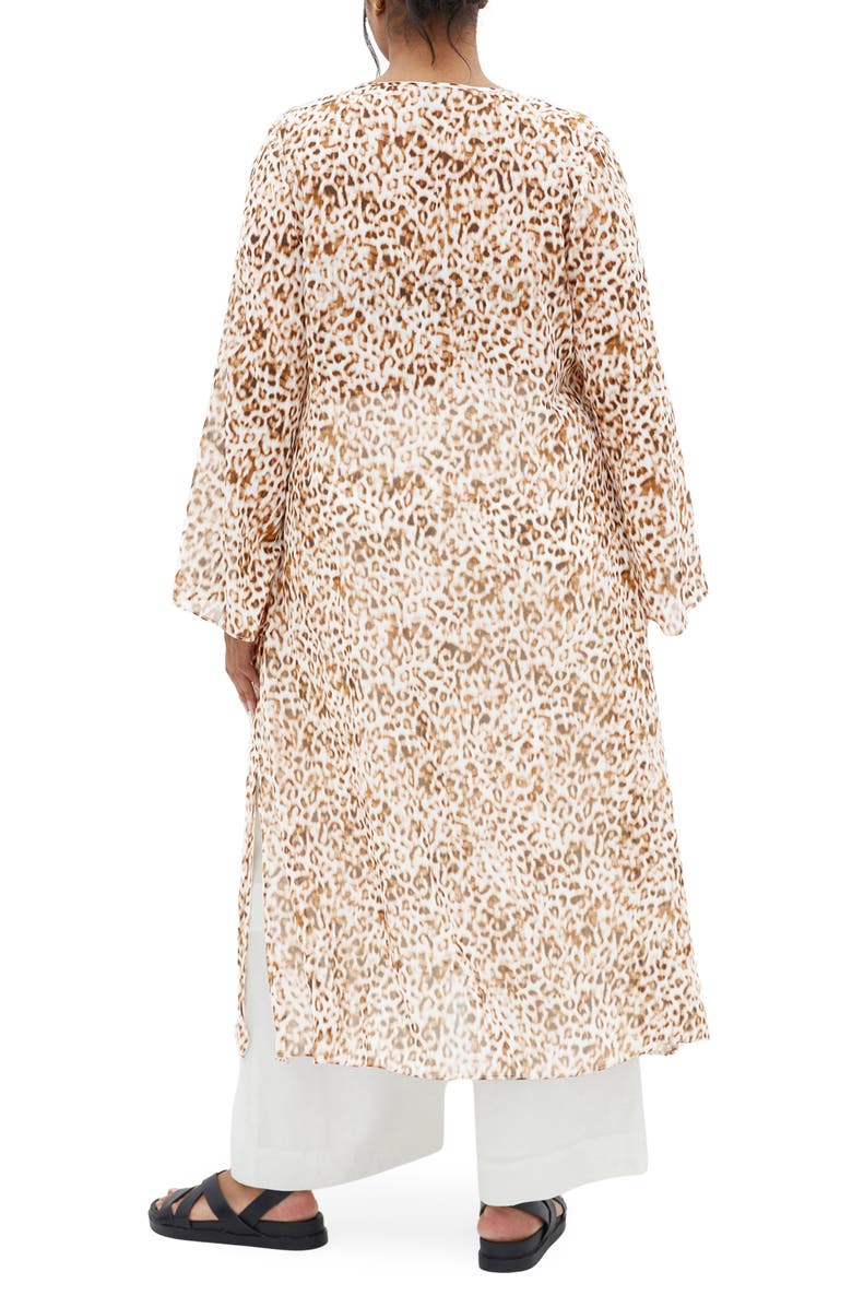 City Chic Remi Tie Front Longline Jacket, Alternate, color, Light Leopard