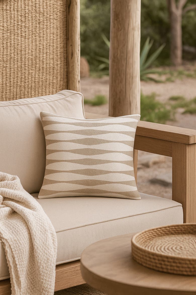 Serene Wave Pillow, Alternate, color, Rustic Beige